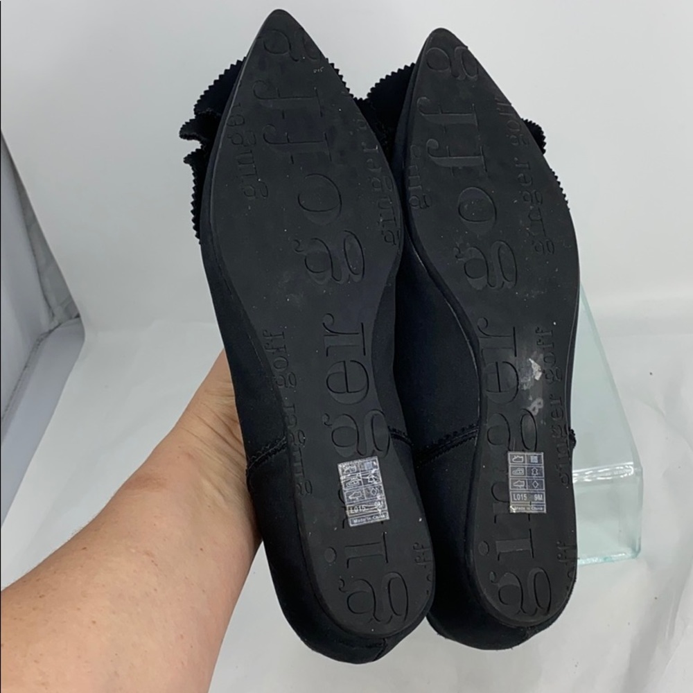 Ginger Goff Sz 9 Black Satin Pointed Toe Flats - Picture 8 of 9